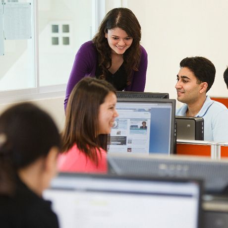 Students in computer classroom.